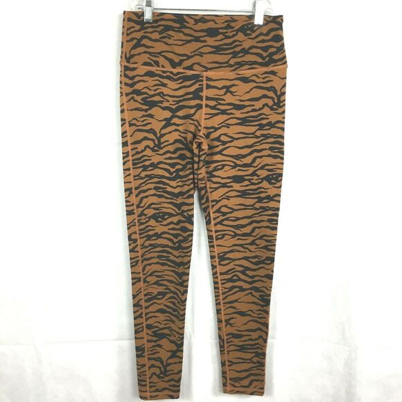 Mono B Leggings Womens Sz M Tiger Animal Print Brown Black Stretch Workout Pants - Picture 1 of 12